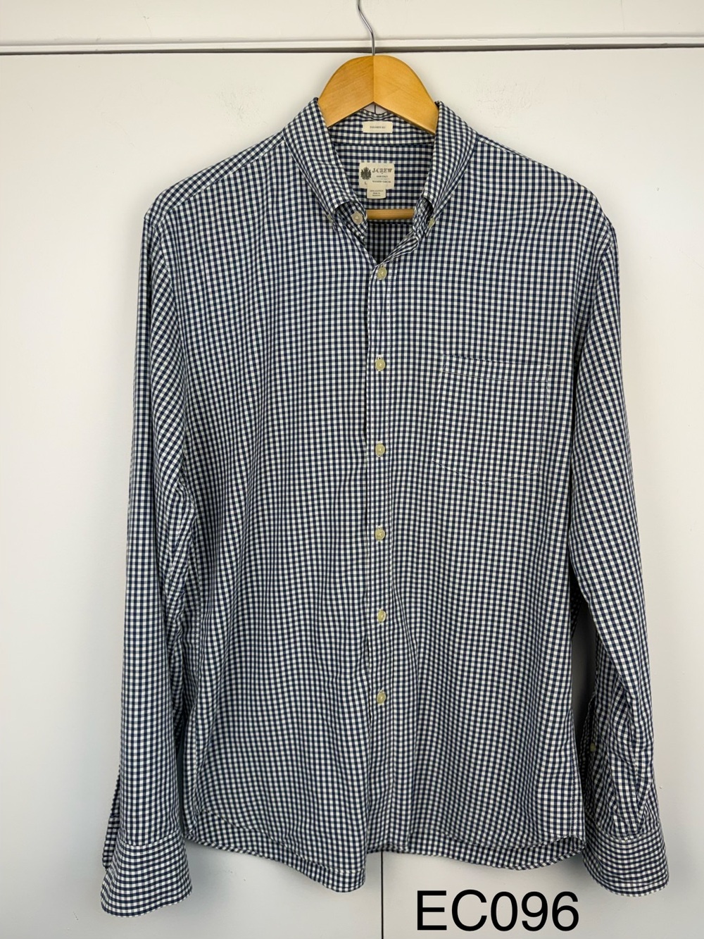 J.Crew Washed Casual Tailored Fit Blue Gingham Shirt Men’s L
